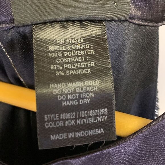 Enfocus Studio Navy and Silver Micro Pleated High Neck Sleeveless Dress Size 6 - Picture 8 of 14